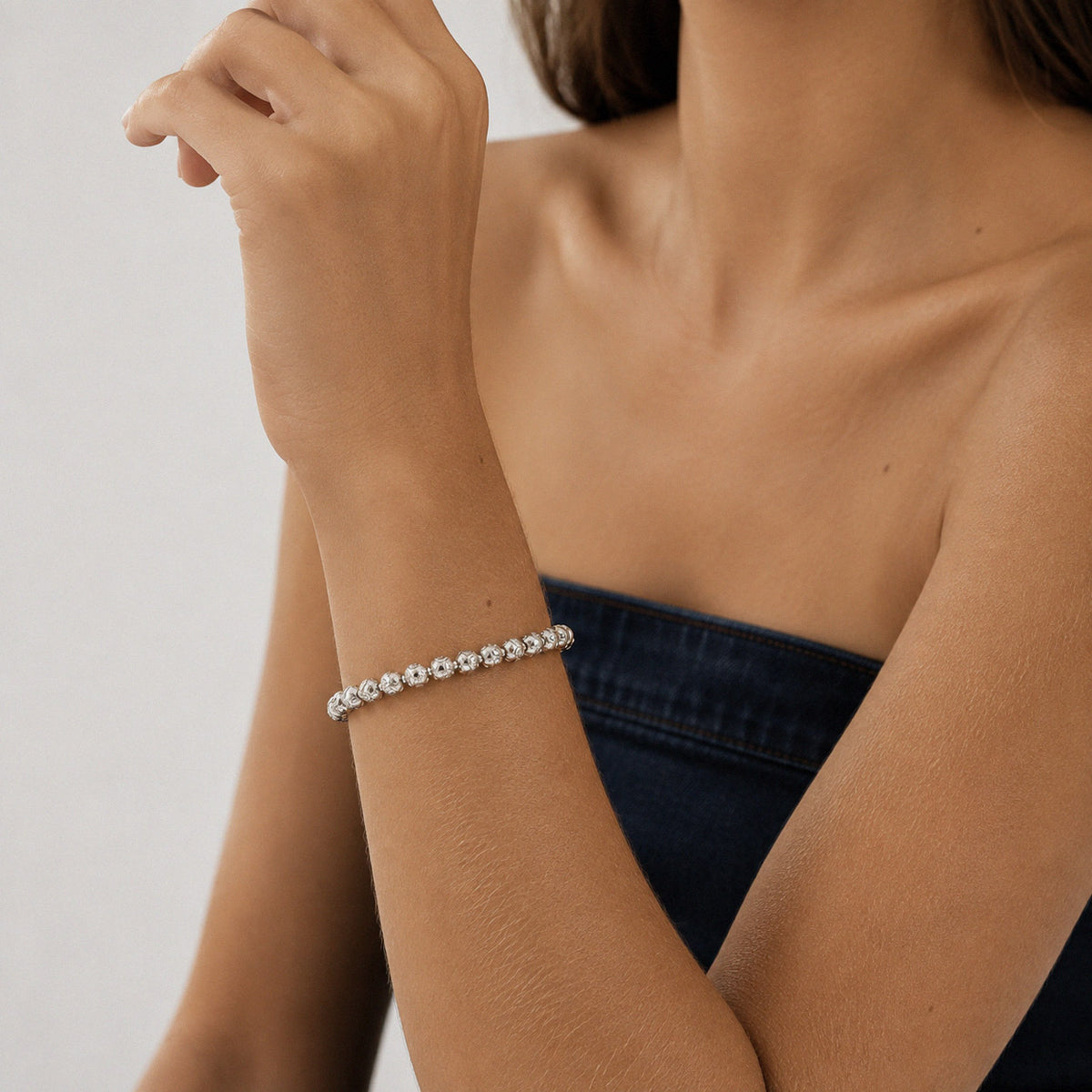 Pulseira Contas de Viana Pequenas em Prata