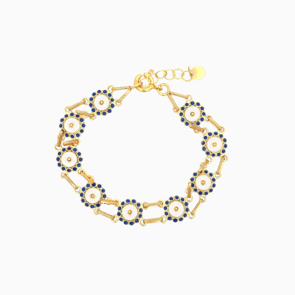 Pulseira com Esmalte em Prata Dourada