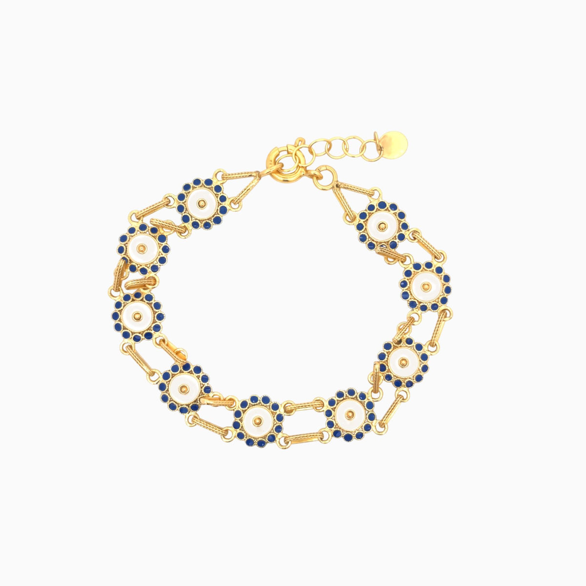Pulseira com Esmalte em Prata Dourada
