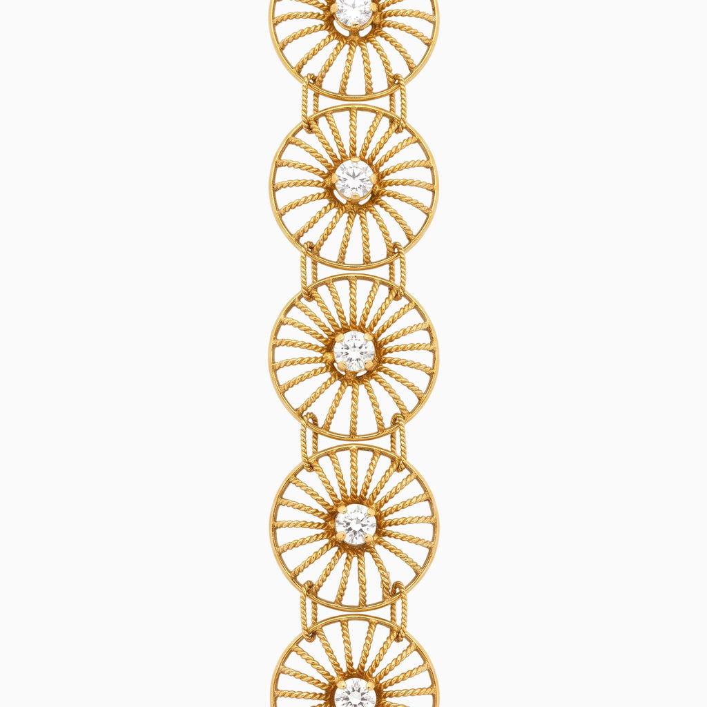Pulseira Roda de Fiandeira em Prata Dourada