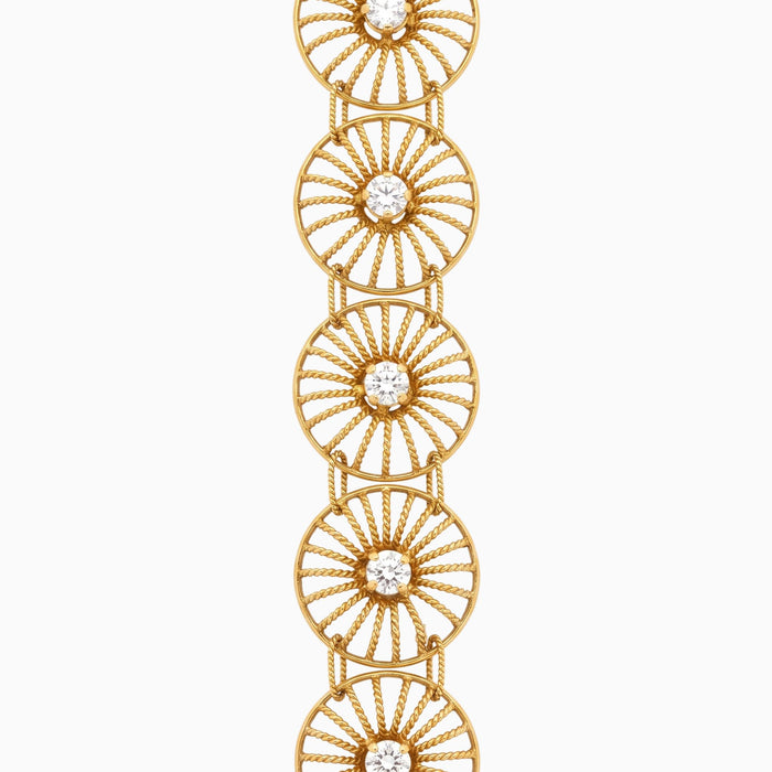 Pulseira Roda de Fiandeira em Prata Dourada