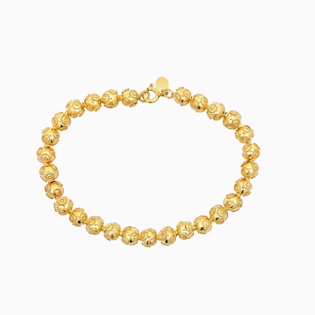 Pulseira Contas de Viana Pequenas em Prata Dourada