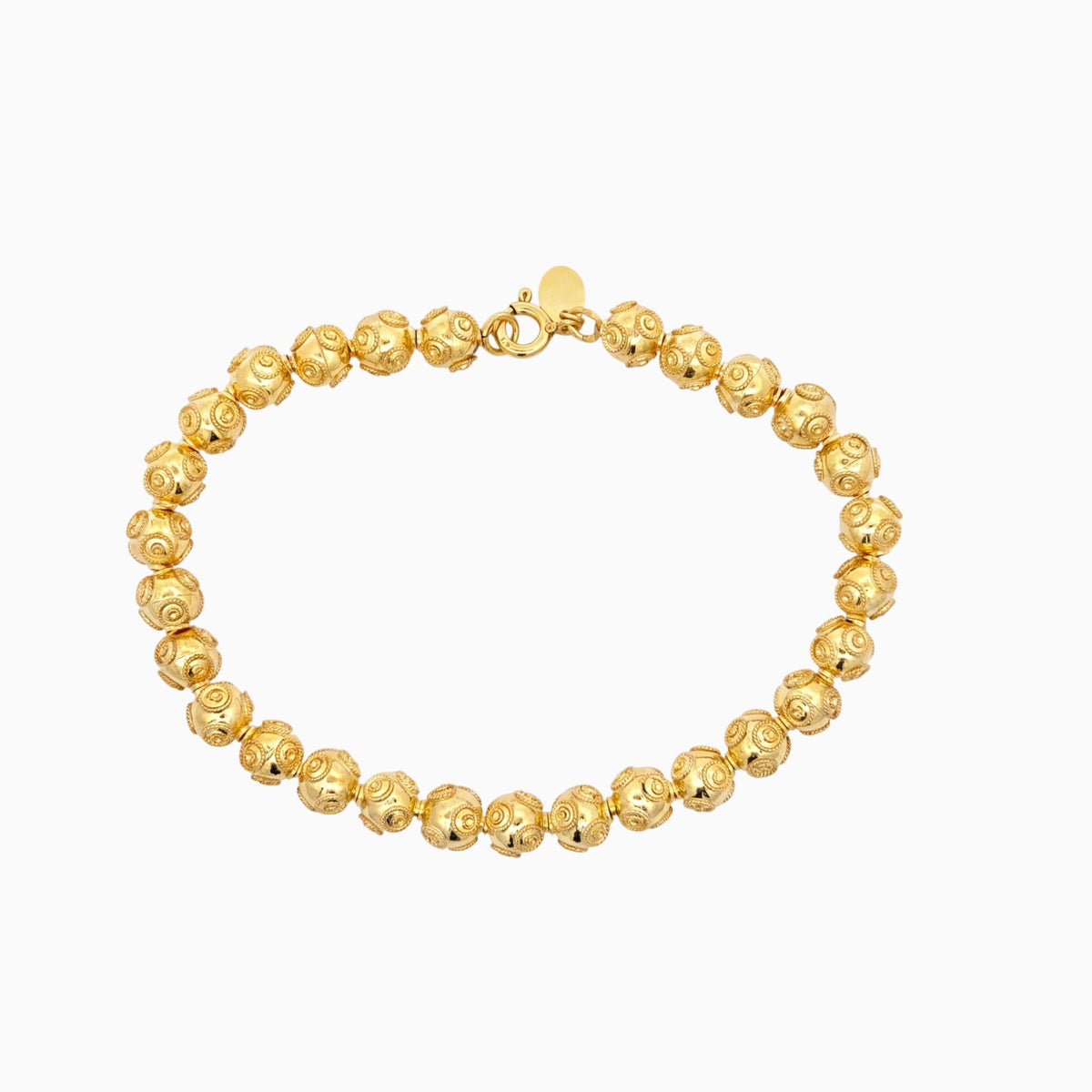 Pulseira Contas de Viana Pequenas em Prata Dourada
