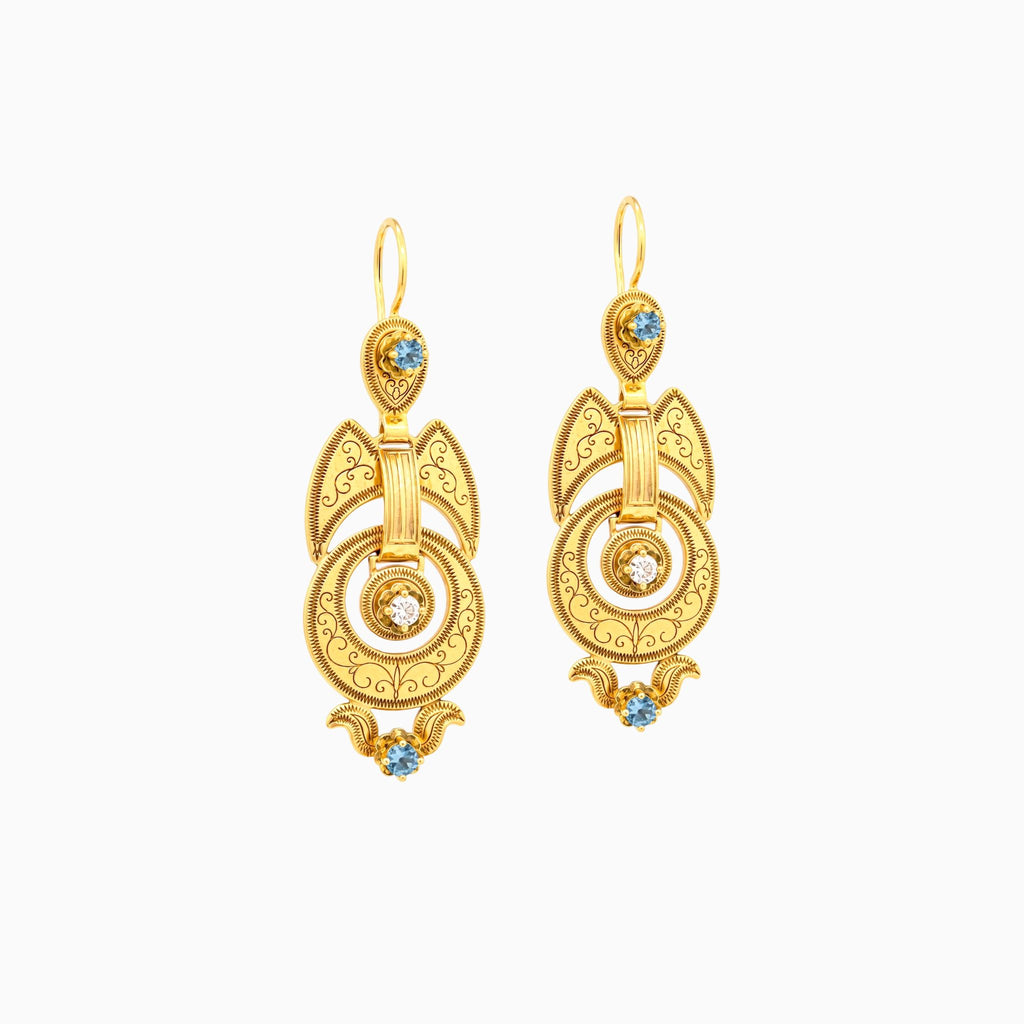 Brincos Lux Azul em Prata Dourada