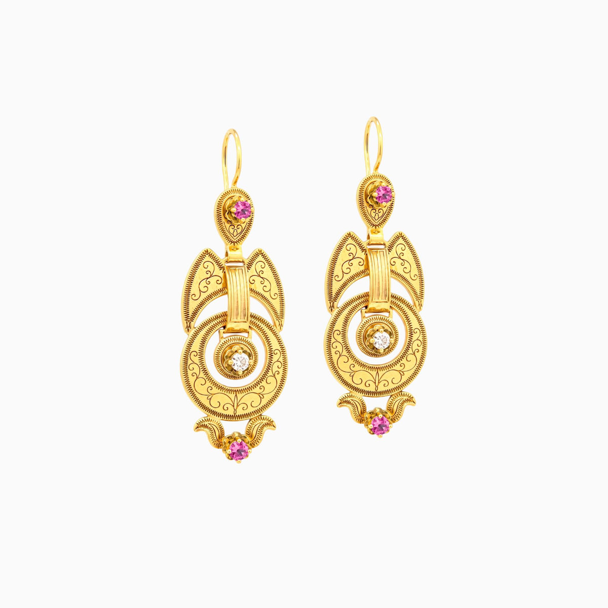 Brincos Lux Rosa em Prata Dourada