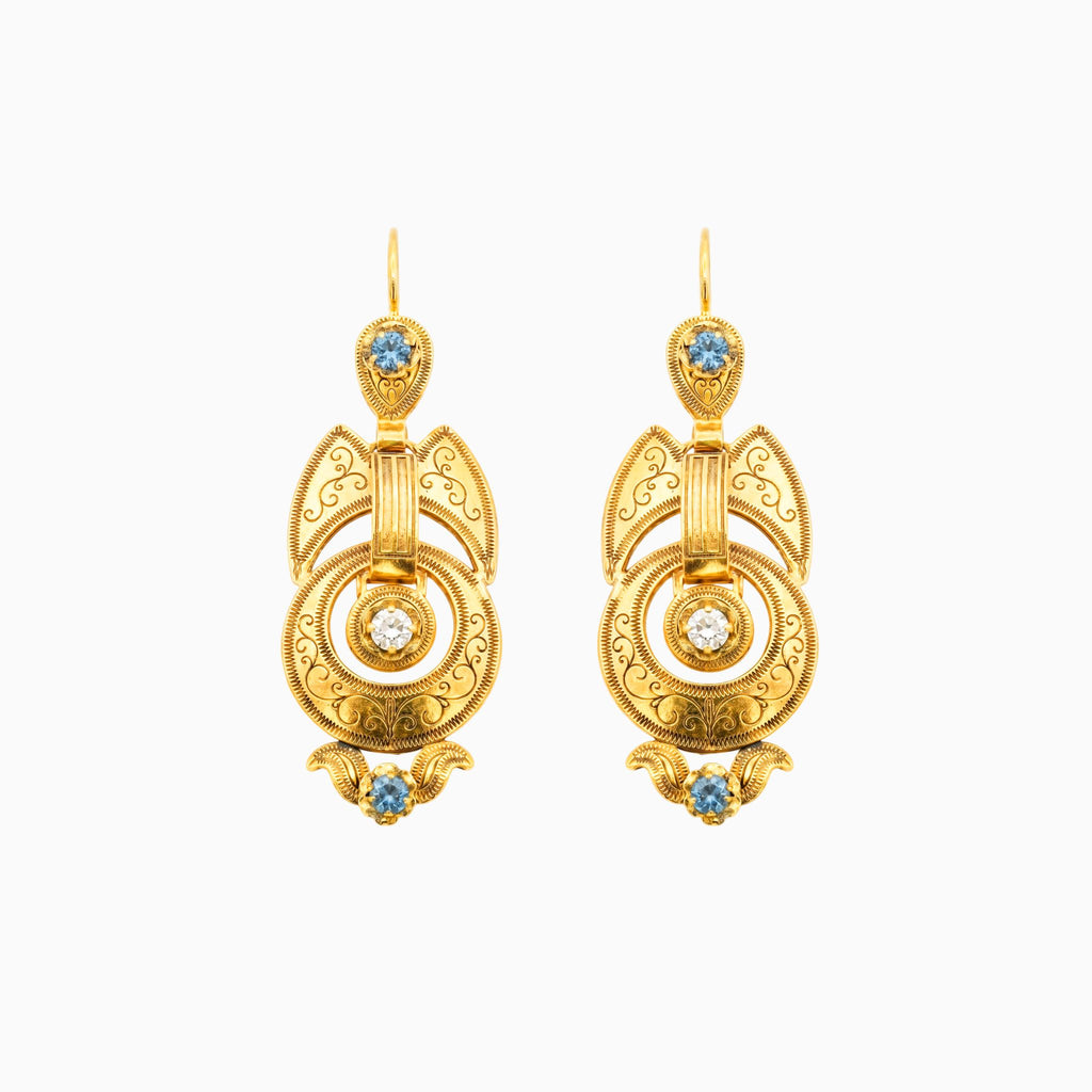 Brincos Lux Azul em Prata Dourada