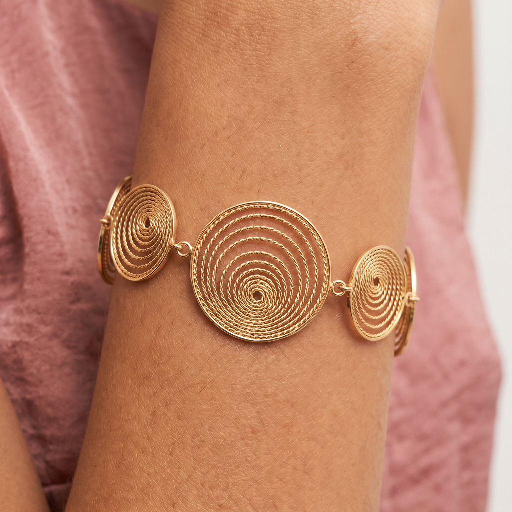 Pulseira Maré em Prata Dourada