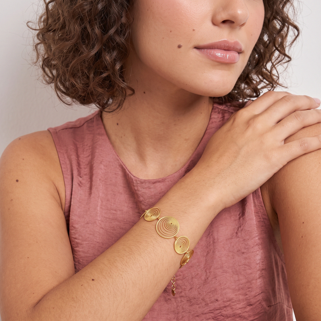 Pulseira Maré em Prata Dourada