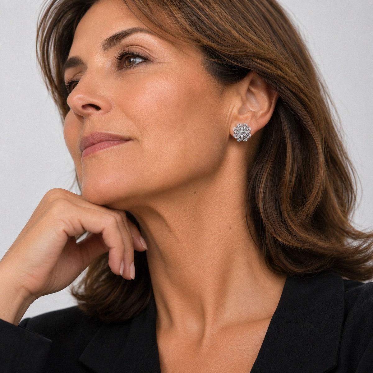 Brincos Cosmea em Prata